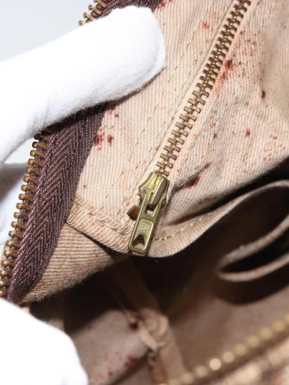 Christian Dior Trotter Canvas Boston Bag Beige Gold Auth 151623 - Picture 12 of 16